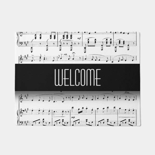 Tapis de bienvenue en partition de musique blanche (Devant)
