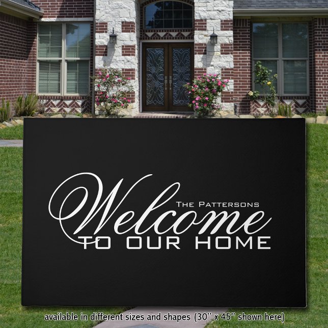 Tapis de Bienvenue Famille Nom Simplicité Élégante (Add a touch of simple elegance to your entryway with this beautiful personalized welcome mat.)