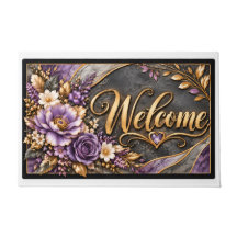 Tapis de Bienvenue Floral Élégance Lavande & Or