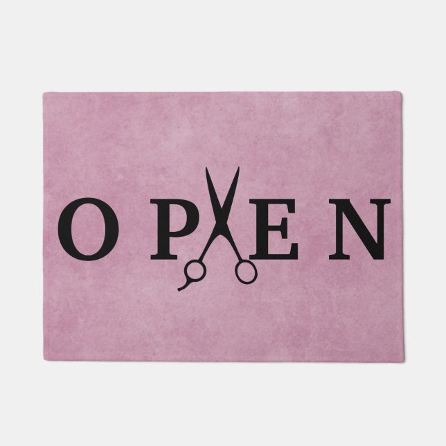 Tapis de bienvenue Ouvert Salon de coiffure Ciseau (Devant)