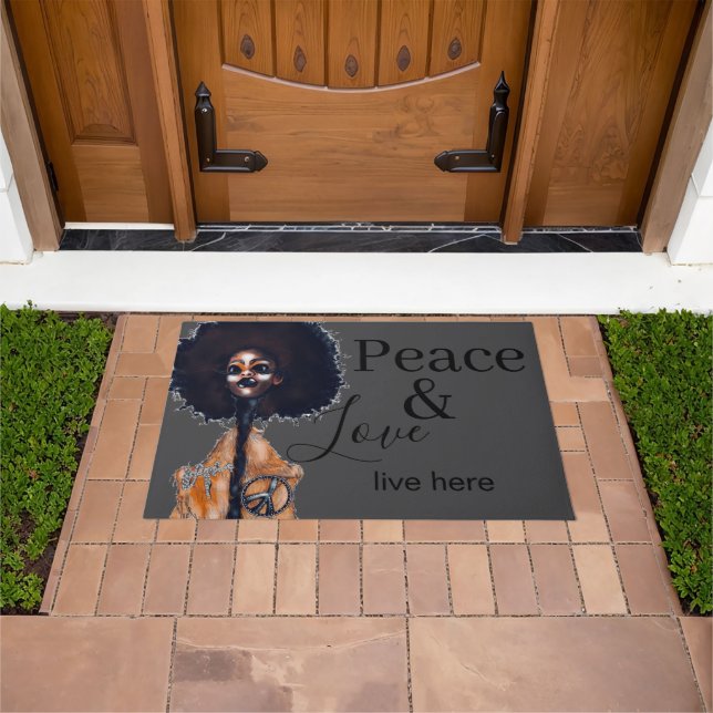 TAPIS DE BIENVENUE PAIX ET AMOUR (De plein air)