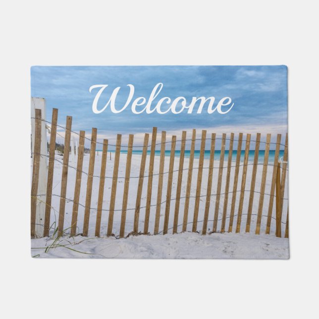 Tapis de Bienvenue Plage en Bois Clôture Lever de  (Devant)