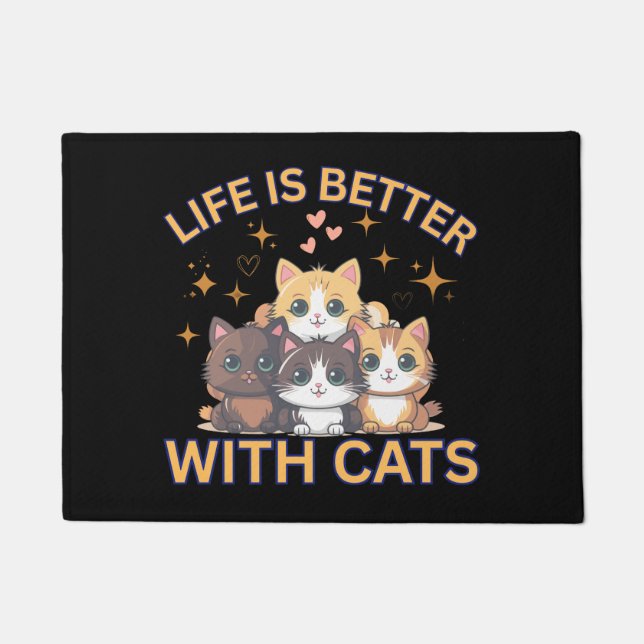 Tapis de Bienvenue pour Amoureux de Chatons Mignon (Devant)