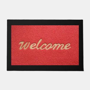 Tapis de bienvenue rouge or noir