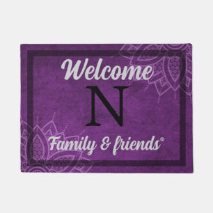 Tapis de bienvenue violet personnalisé