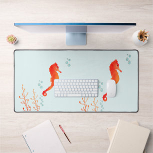 Tapis de bureau à aquarelle "Hippocampe Tranquille