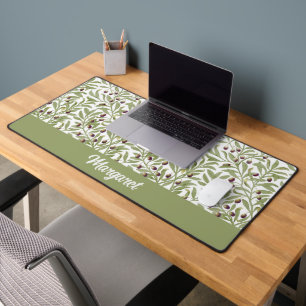 Tapis de bureau à branche d'olive verte sage médit