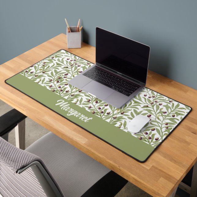 Tapis de bureau à branche d'olive verte sage médit (Bureau 2)