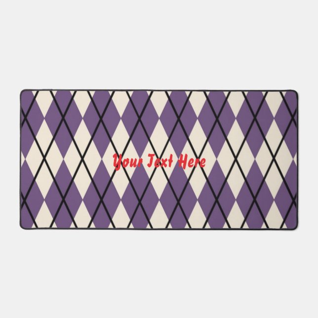 Tapis de bureau à carreaux Argyle avec texte perso (Recto)