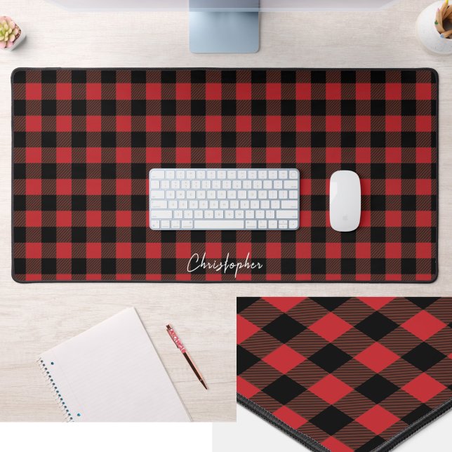 Tapis de bureau à carreaux buffle rouge classique  (Créateur téléchargé)