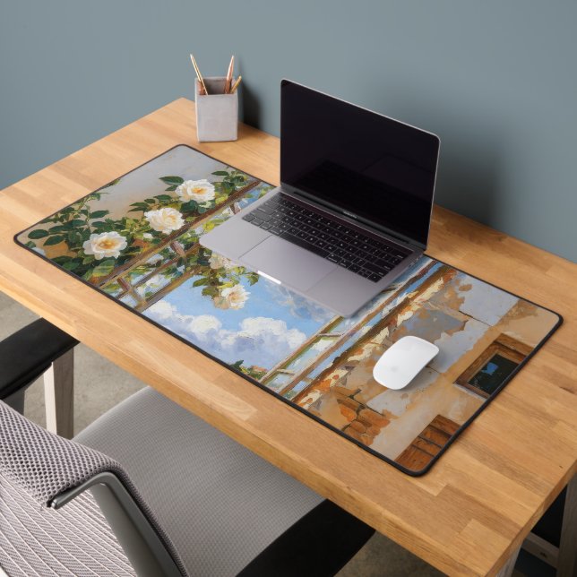 Tapis de bureau à fenêtre Rose blanche (Bureau 2)