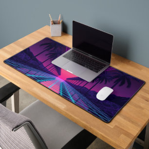Tapis de bureau à grille Neon Synthwave - Mo de je