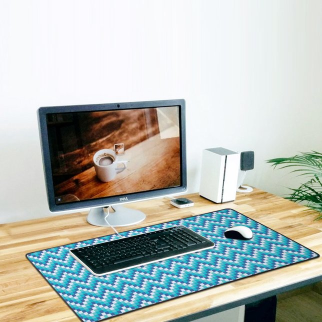 Tapis de bureau à motif chevron bleu (Créateur téléchargé)
