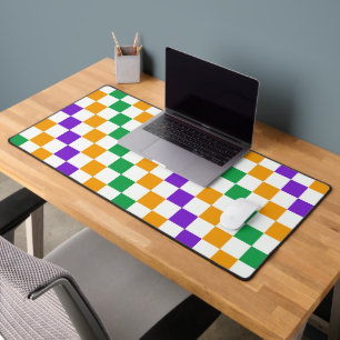 Tapis de bureau à motif damier vert acide et noir
