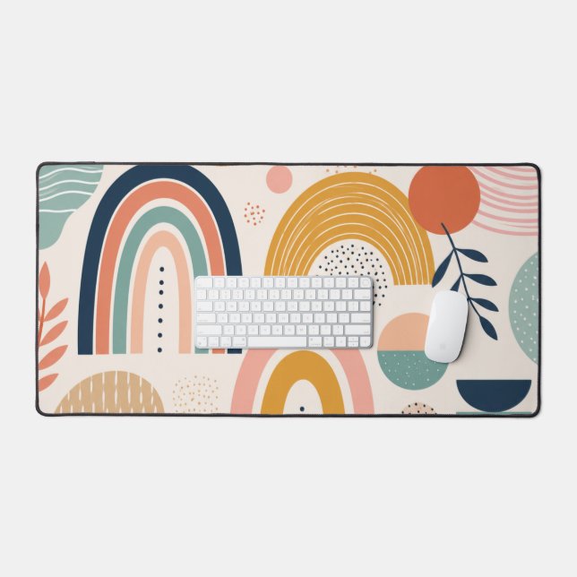 Tapis de bureau à motif de surface abstrait en arc (Clavier et souris)