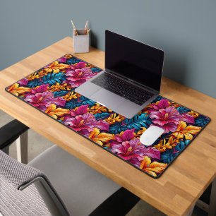 Tapis de bureau à motif floral gras 