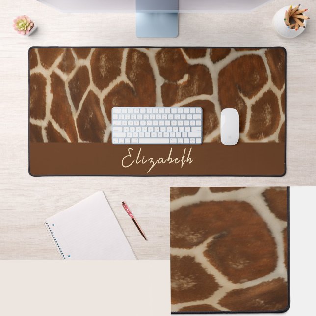Tapis de bureau à motif fourrure de girafe avec no (Créateur téléchargé)