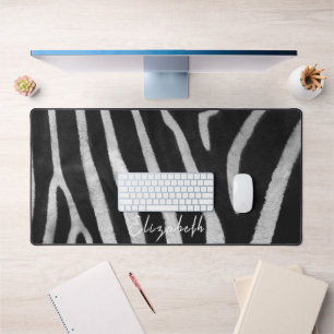 Tapis de bureau à motif fourrure de zèbre avec nom