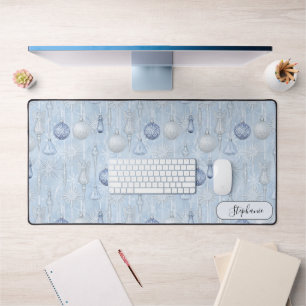 Tapis de bureau à motif ornemental bleu élégant pe