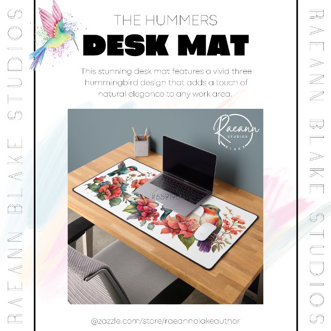 Tapis de bureau à motif Trois Colibris (Créateur téléchargé)