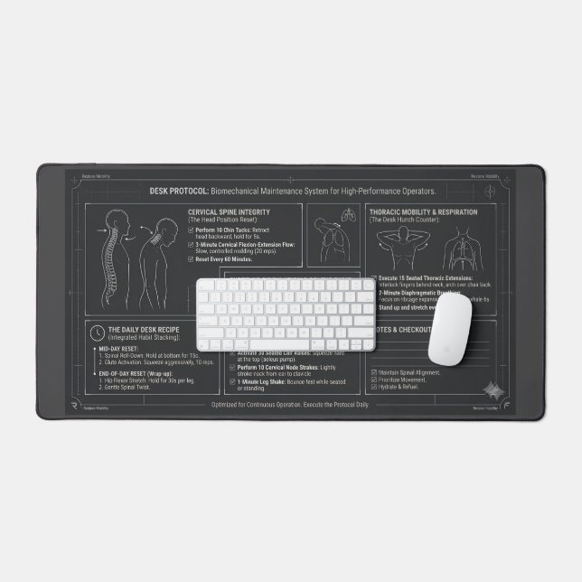 Tapis de bureau à posture ergonomique biomécanique (Clavier et souris)
