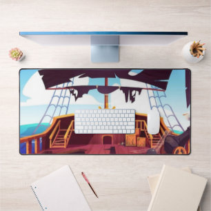 Tapis de bureau à thème de navire pirate épique