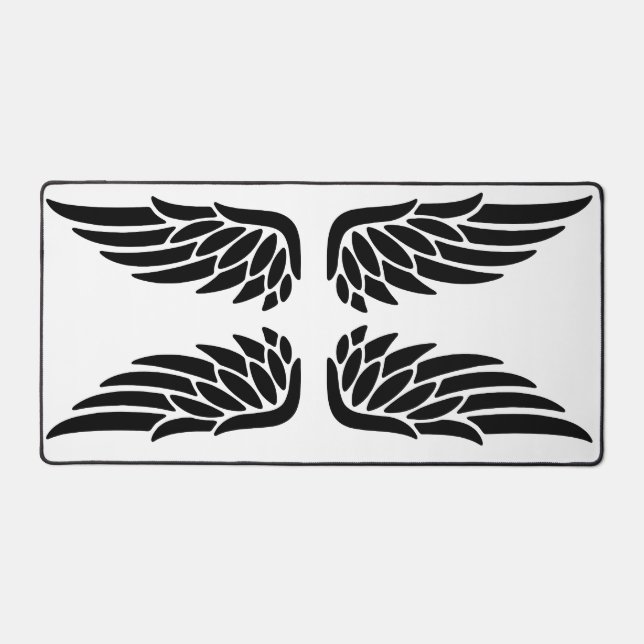 Tapis de bureau à thème noir et blanc Eagle Wing (Recto)