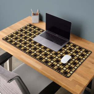 Tapis de bureau abstrait aux couleurs dorées et br