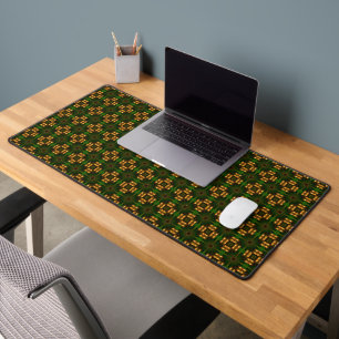 Tapis de bureau abstrait aux couleurs dorées et ve