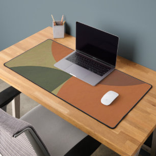 Tapis de bureau abstrait vert terracotta Bauhaus