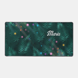 Tapis de bureau aux feuilles et points vert chasse