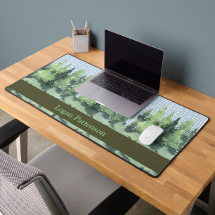 Tapis de bureau avec épinettes vertes
