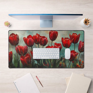 Tapis de bureau avec peinture florale vintage de t