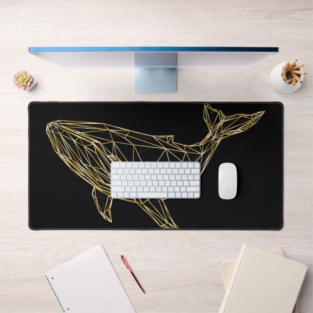 Tapis de bureau baleine géométrique or luxe (Bureau 1)