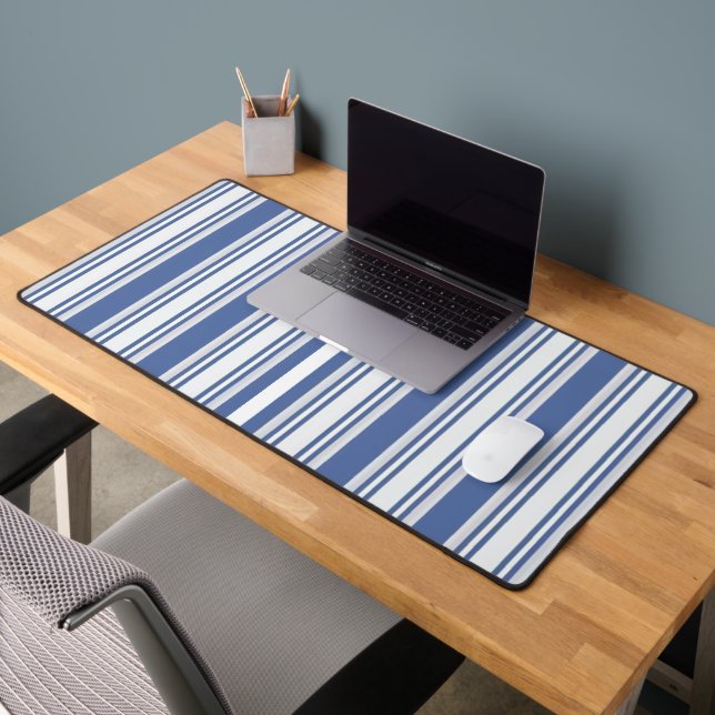 Tapis de bureau bleu et blanc rayé (Bureau 2)