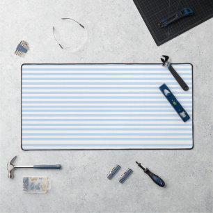 Tapis de bureau bleu et blanc rayé