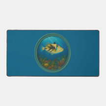Tapis de bureau bleu océan Poisson-clown de Picass