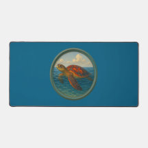 Tapis de bureau bleu océan Tortue marine