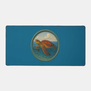 Tapis de bureau bleu océan Tortue marine