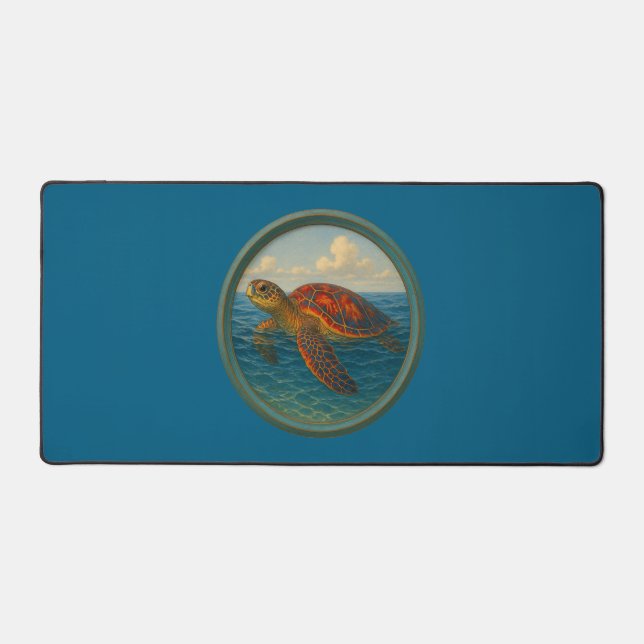Tapis de bureau bleu océan Tortue marine (Recto)