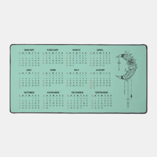 Tapis de bureau calendrier 2026 - Lune céleste et
