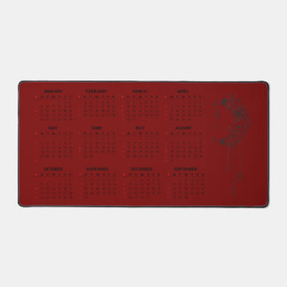 Tapis de bureau calendrier 2026 - Lune céleste et