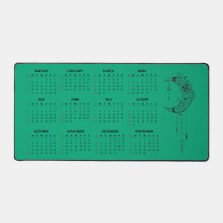 Tapis de bureau calendrier 2026 - Lune céleste et