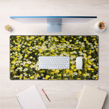 Tapis de bureau champêtre Jaune Renoncule Camomill