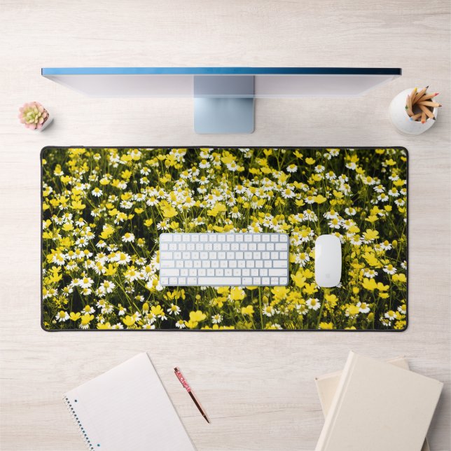 Tapis de bureau champêtre Jaune Renoncule Camomill (Bureau 1)