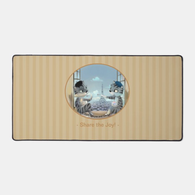 Tapis de bureau Chat & Tour Eiffel - Joie de Paris (Recto)