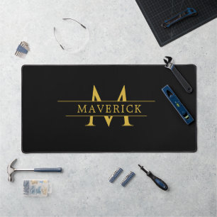 Tapis de bureau chic personnalisé avec initiales e