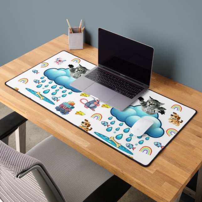 Tapis de bureau Chien Chat Souris Poisson Fromage  (Bureau 2)