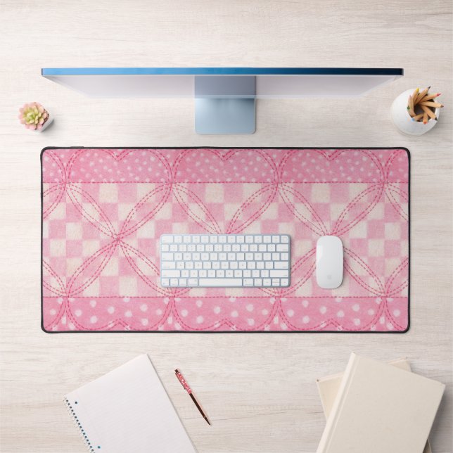 TAPIS DE BUREAU "COEUR ROSE" / GRANDE ÉCHELLE (Bureau 1)