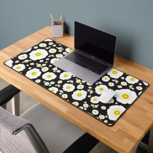Tapis de bureau coquelicots blancs